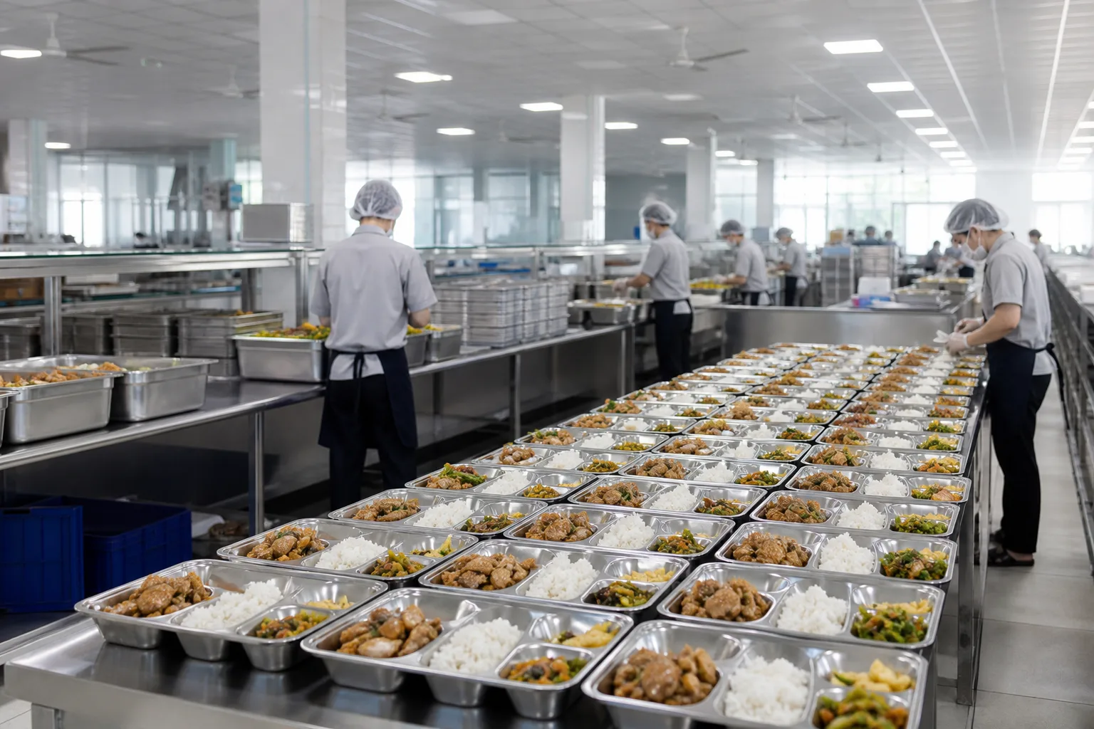 Dây chuyền chuẩn bị suất ăn công nghiệp quy mô lớn